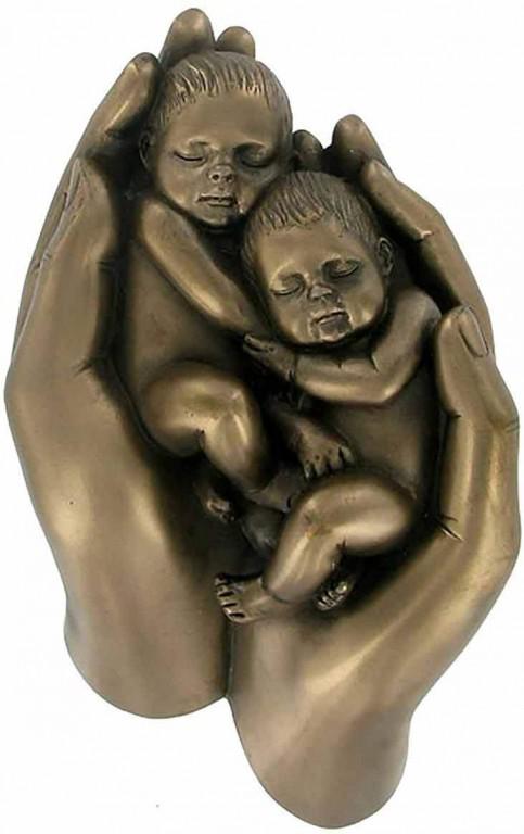 Photo of Babies in Hand Twins Bronze Figurine