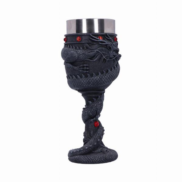 Photo #3 of product B2406G6 - Black Chinese Dragon Coil Goblet Wine Glass
