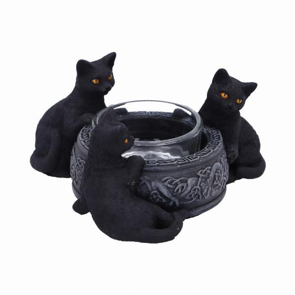Photo #4 of product D5928V2 - Familiar Trio Cat Tea Light Holder 10cm