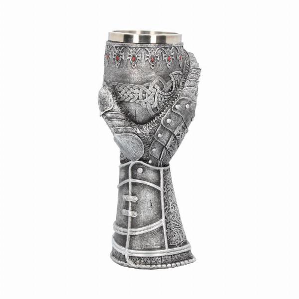Photo #3 of product B1179D5 - Medieval Knight Gauntlet Wine Goblet Hand Painted