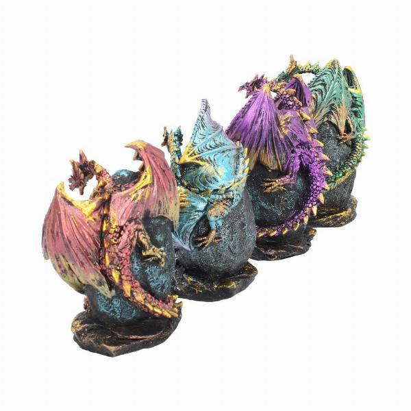 Photo #3 of product U1284D5 - Geode Keepers set of 4 light-up dragon crystal figurines