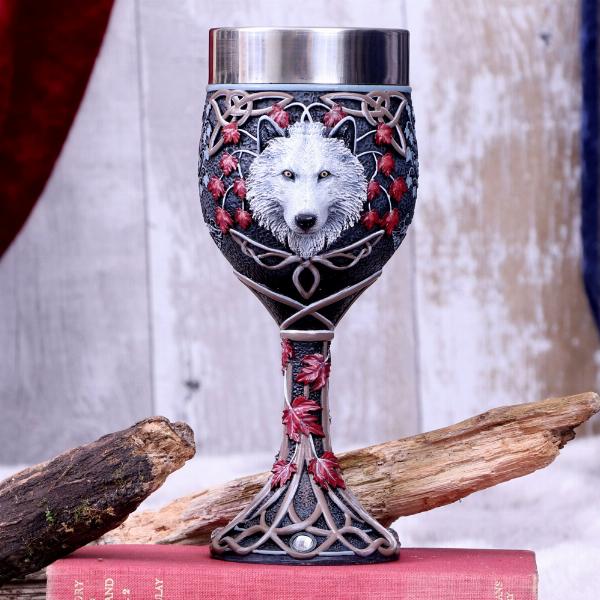 Photo #5 of product B5397S0 - Lisa Parker Guardian of the Fall White Autumn Wolf Goblet
