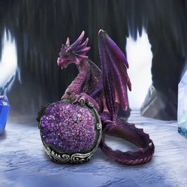 Photo #5 of product U6705A24 - Guardian of the Geode Purple Dragon Figurine 11.5cm