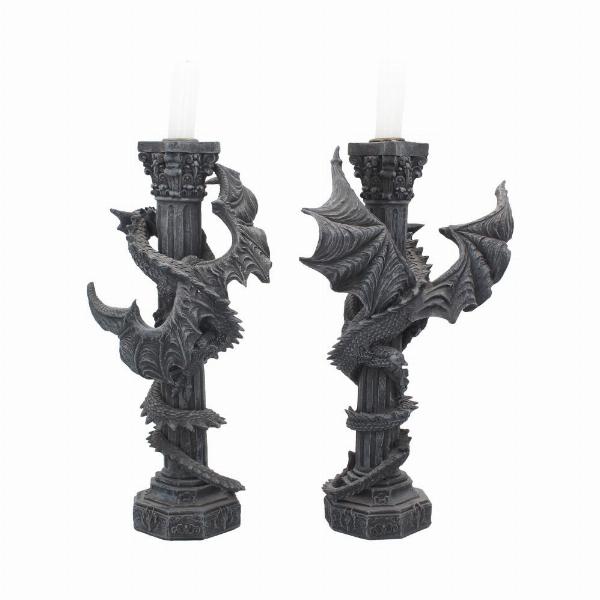 Photo #4 of product NEM2842 - Guardians of the light Dragon Candle Holders (Set of 2) 28cm