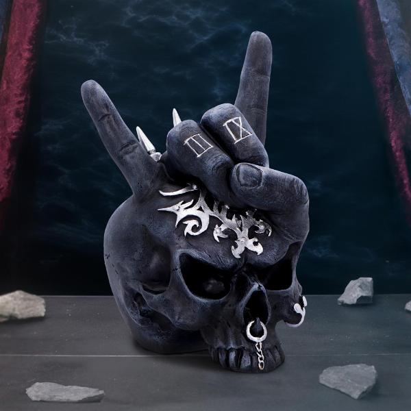 Photo #5 of product U6864C24 - Horns Up Rocking Skull Ornament