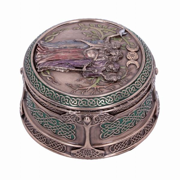 Photo #2 of product H4743P9 - Bronze Maiden Mother Crone Triple Moon Pagan Trinket Box