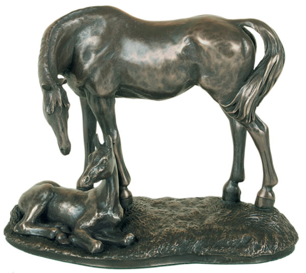 Photo of Mare and Foal Bronze Sculpture (David Geenty)