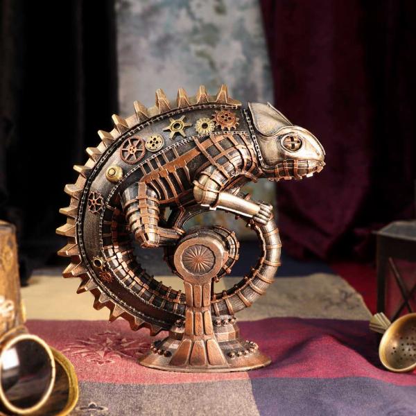Photo #5 of product D5537T1 - Bronze Mechanical Chameleon Steampunk Lizard Figurine