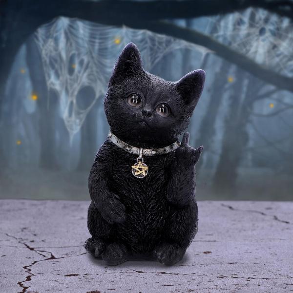 Photo #5 of product U6862C24 - Metallicat Black Cat Throwing Rock Hand Sign