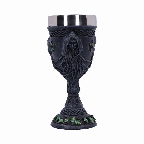 Photo #3 of product NOW119S - Mother Maiden and Crone Chalice Bronze Triple Goddess Wine Glass