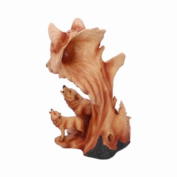 Photo #2 of product H5036R0 - Natural Song Howling Wolves Wood Effect Bust
