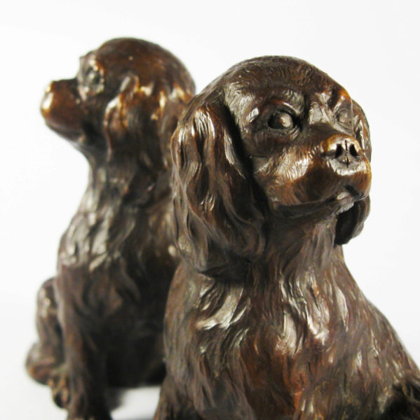Photo of Pair of King Charles Cavalier Spaniels Bronze Ornaments