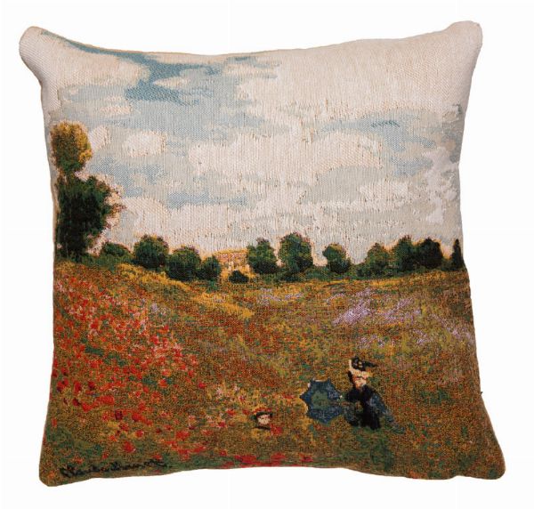 Phot of Poppies By Monet Tapestry Cushion