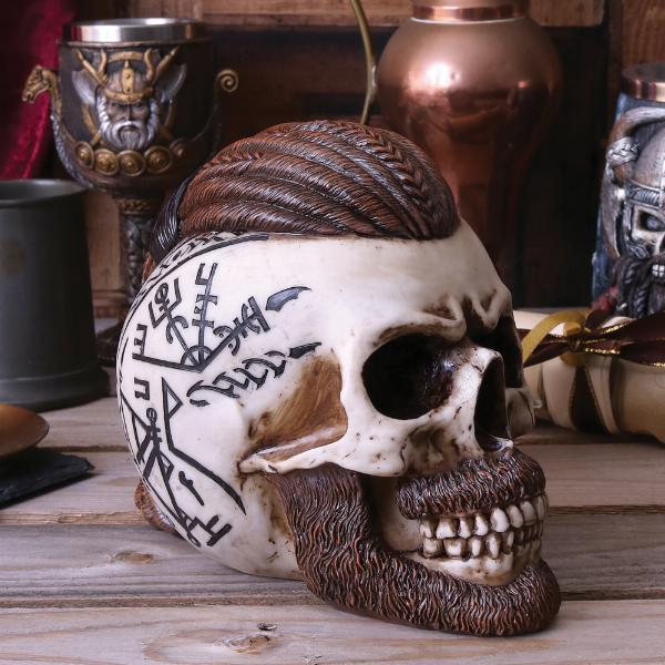 Photo #5 of product B4477N9 - Ragnar Viking Skull Ornament 16cm