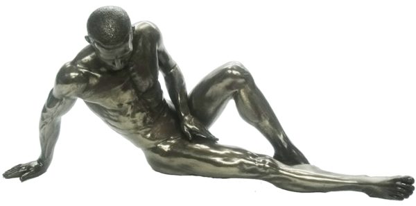 Photo of Resting Nude Male Alone Bronze Figurine