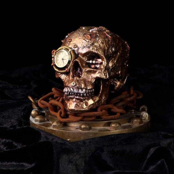 Photo #5 of product U5471T1 - Bronze Scrapped Skull Steampunk Scrap Skeleton Figurine