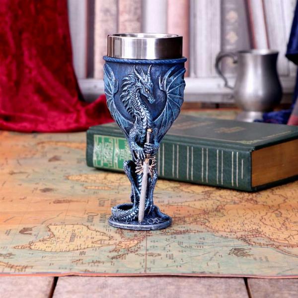 Photo #5 of product D4970R0 - Ruth Thompson Sea Blade Blue Water Dragon Goblet Glass