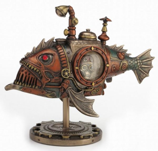 Photo of Steampunk Piranha Submarine Bronze Figurine 22.5cm