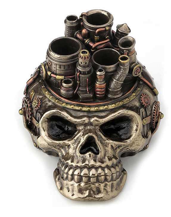 Photo of Steampunk Skull City Pen Holder Ornament