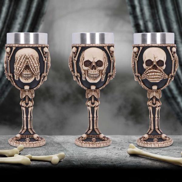 Photo #5 of product U6718A24 - Three Wise Skeletons Goblet 20cm