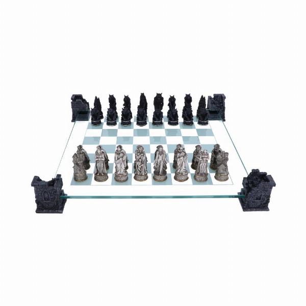 Photo #1 of product NEM5422 - Raised Fantasy Vampire & Werewolf Chess Set With Corner Towers 43cm