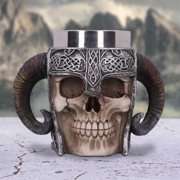 Photo #5 of product B2091F6 - Viking Skull Helmet Tankard Historical Mug