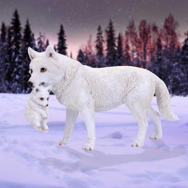 Photo #5 of product U6131W2 - Winter Bond Mother Wolf and Pup Figurine 30cm