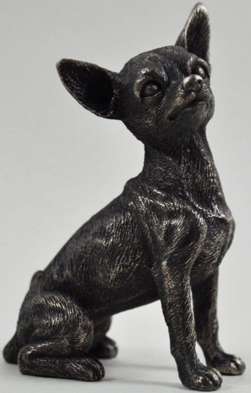 Photo of Chihuahua Sitting Bronze Dog Sculpture 8.5cm Small