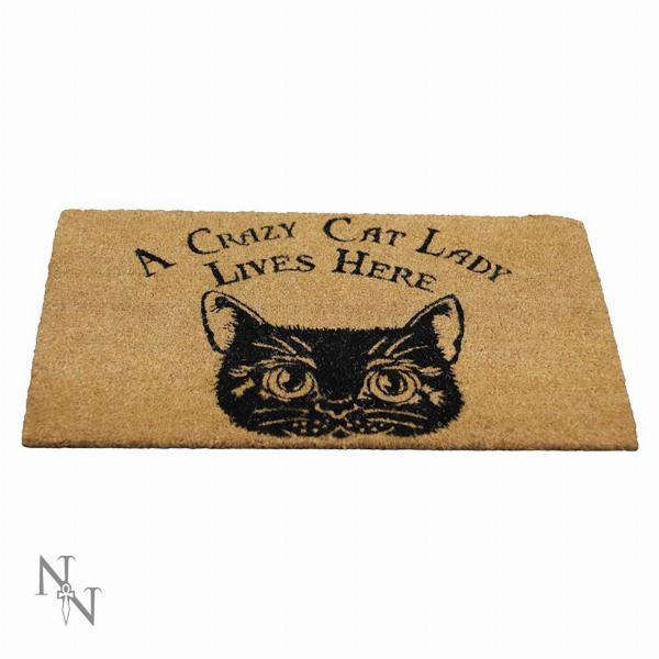 Photo #1 of product B2739G6 - Quirky Black Design Crazy Cat Lady Doormat