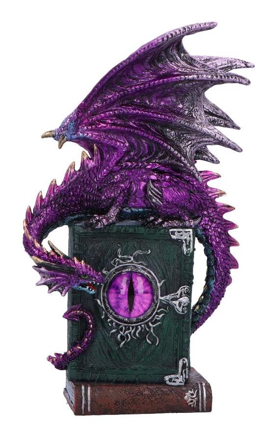 Photo #1 of product U6702A24 - Dragon Fable Purple Dragon on Book Figurine 24cm