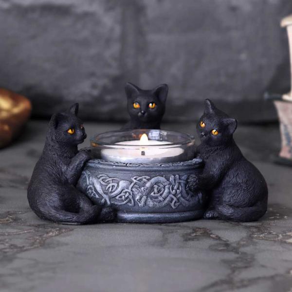 Photo #5 of product D5928V2 - Familiar Trio Cat Tea Light Holder 10cm