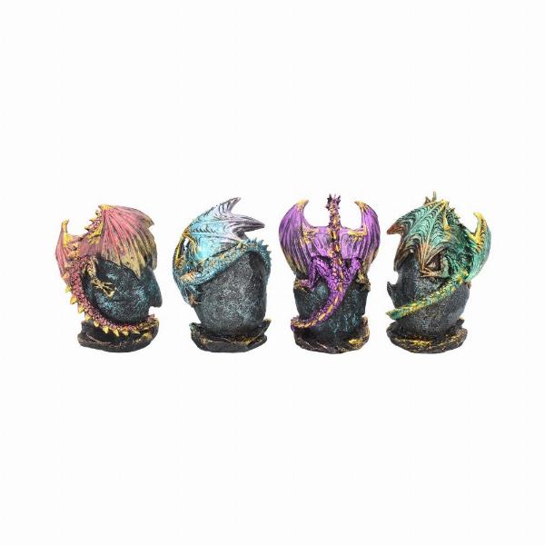 Photo #4 of product U1284D5 - Geode Keepers set of 4 light-up dragon crystal figurines