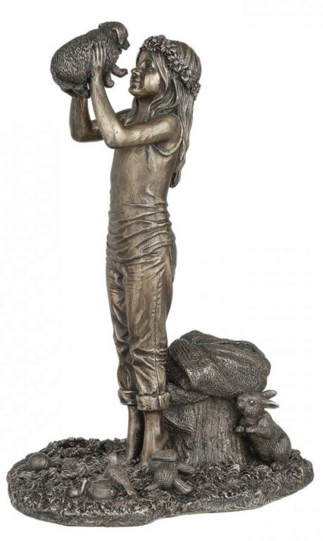 Grow Together Bronze Girl and Dog Figurine 25 cm | Bronze Gifts