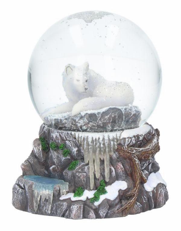 Photo #1 of product B3653J7 - Lisa Parker Guardian of the North Wolf Snowglobe