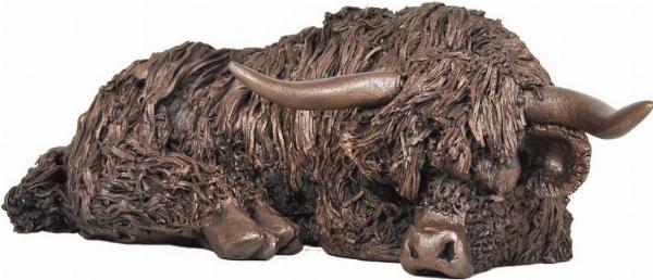 Photo of Highland Bull Resting Bronze Figurine
