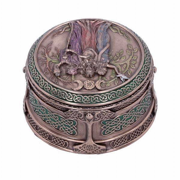 Photo #3 of product H4743P9 - Bronze Maiden Mother Crone Triple Moon Pagan Trinket Box