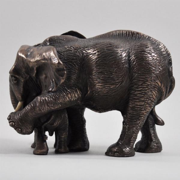 Photo of Mother and Baby Elephant Bronze Sculpture