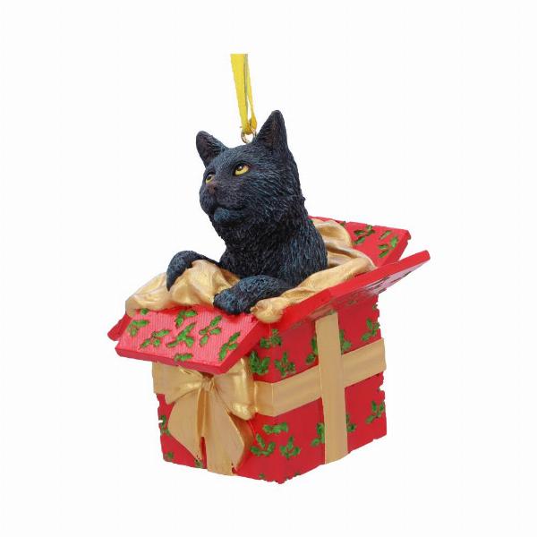 Photo #2 of product B5784U1 - Lisa Parker Present Cat Hanging Ornament 9cm