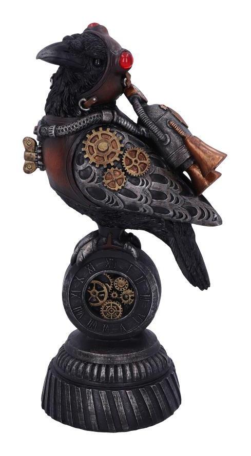 Photo #1 of product D5414T1 - Steampunk Rivet Raven Mechanical Bird Figurine