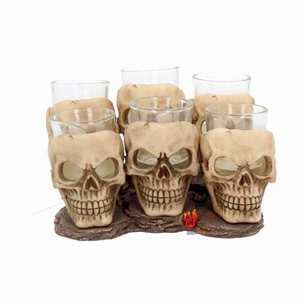 Photo #1 of product U1646E5 - Six Shooter Skulls Skull Shot Glass Set