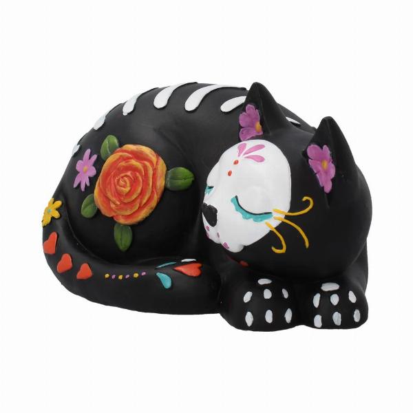 Photo #2 of product C4037K8 - Sleepy Sugar Figurine Mexican Day of the Dead Sugar Skull Cat Ornament