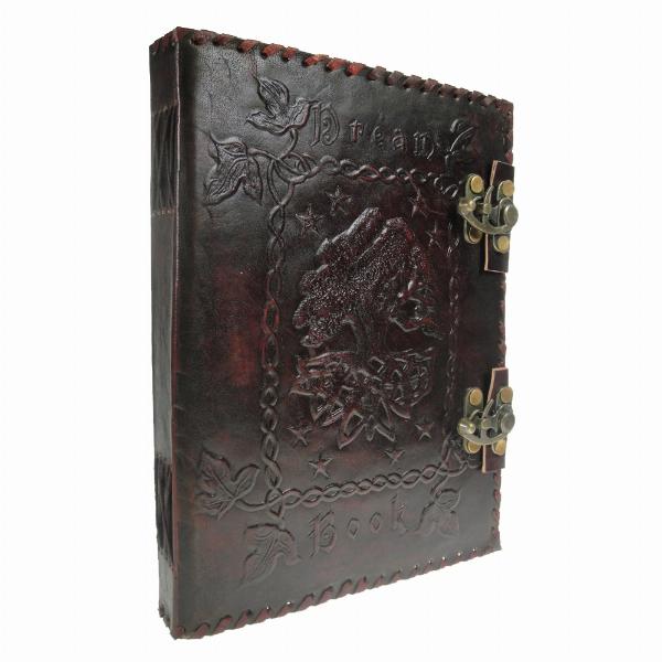 Photo #1 of product NOW0704 - Small Lockable Leather Dream Book With Embossed Tree Of Life 25cm