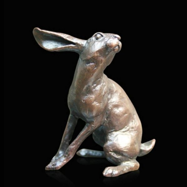 Photo of Small Hare Listening Bronze Figurine (Limited Edition) Michael Simpson