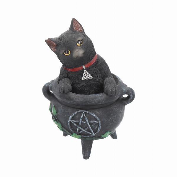Photo #2 of product B1811E5 - Smudge Black Cat Caludron Figurine Wiccan Witch Gothic Ornament