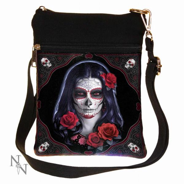 Photo #1 of product B2348F6 - Small Sugar Skull Shoulder Bag by James Ryman