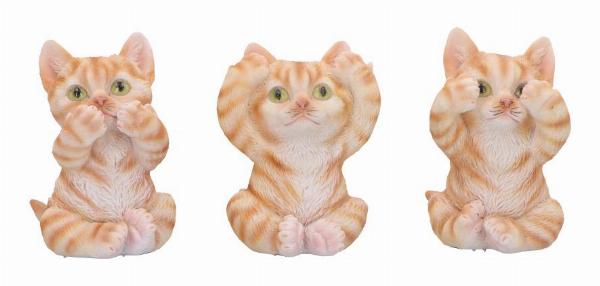 Photo #1 of product U6958A25 - Three Wise Ginger Cats Figurines (Set of 3)  See No, Hear No , Speak No Cats