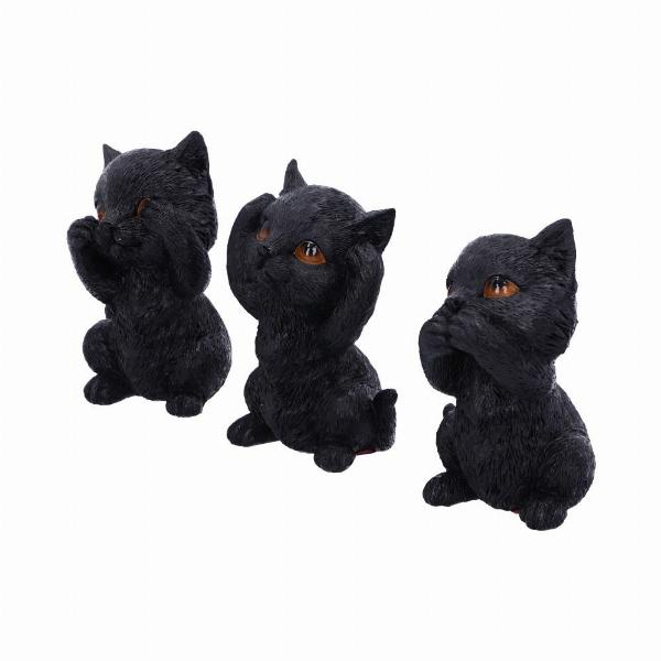 Photo #2 of product U5486T1 - Three Wise Kitties See No Hear No Speak No Evil Familiar Black Cats Figurine