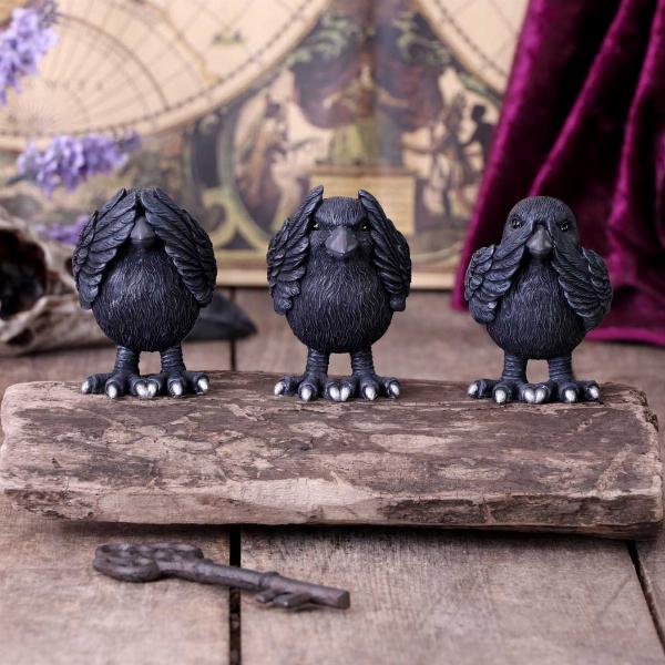 Photo #5 of product B6023V2 - Three Wise Ravens Figurines 8.7cm