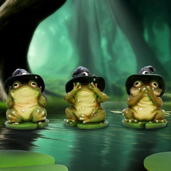 Photo #5 of product B6904C24 - Three Wise Wizard Toad Figurines