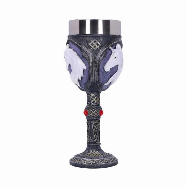 Photo #4 of product U0003A3 - Celtic Purple Unicorn Refreshment Goblet Wine Glass 19cm